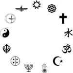 Silhouette de symboles religieux