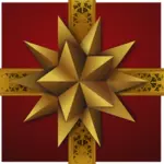 Natal gift box dengan seni klip dekoratif vektor bintang emas
