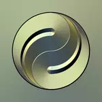 Grafické ikony ying yang v postupné zlaté barvy