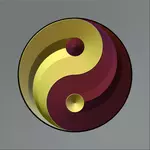 Gambar vektor ying yang masuk bertahap emas dan merah warna