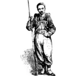 Vector drawing of man standing in French light infantry costume
