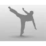 Vector de desen de om karate cu picior