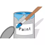 Boîte de peinture bleue et brosse vector illustration