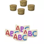 Garrafa com alfabeto