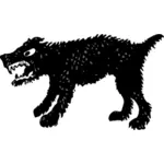 怒っている犬のシルエットのベクトル描画