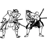 Samuraitaistelijat valmiina taistelemaan vektorigrafiikkaa vastaan