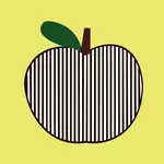Image vectorielle d'apple noir symétrique rayé