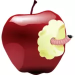 Ilustracja wektorowa robak w jabłko
