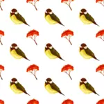 Fågel och kärnfrukter seamless mönster vektor illustration