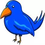 Niebieski ptak z dziwne oczy i duży żółty dziób wektor clipart