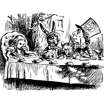 الرسومات المتجهة من مشهد حزب الشاي من أليس في بلاد العجائب