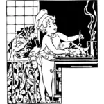 Vector image of a young child as a cooking chef