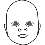Baby head in black and white vector clip art