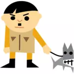 Gráficos de vector de dibujos animados de un hombre con un perro