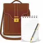 Leather bag and notebook