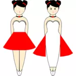 Grafika wektorowa z ballerinas w czerwone sukienki