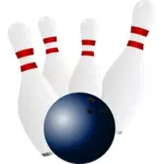 Bowling stift och bowlingklot vektorritning
