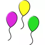Vektorové ilustrace ze tří plovoucí balónky