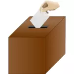 用手在一张选票投入票箱的矢量图形