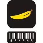 Ilustração em vetor de adesivo de duas peças para as bananas com código de barras