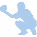 बेसबॉल खिलाड़ी squatting सिल्हूट वेक्टर छवि