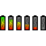 Vektorové ilustrace sady různých úrovní status ikon baterie