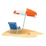 Spiaggia sedia ed ombrellone immagine vettoriale