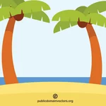 Tropisk strand och palmer