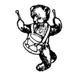 泰迪熊与鼓的矢量绘图