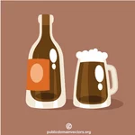 Bottiglia e una pinta di birra