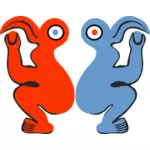 Clipart vectorial de hombre rojo y azul del pájaro de isla de Pascua