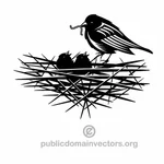 Птица в гнездо векторные иллюстрации
