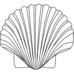 矢量图像的简单海贝壳在黑色和白色