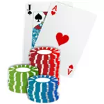 Illustrazione vettoriale di casino chip carte da poker