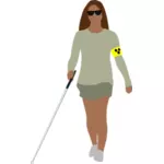 Vektorbild av en blind kvinna som promenader