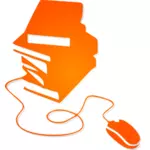 Books and mouse orange silhouette vector image