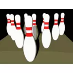 Bowling tenpins with shadow vector image