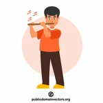 Gutt som spiller fløytevektor