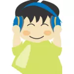 Boy with headphones vector clip art