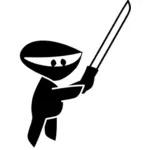 Ninja Kontur schwarz vektor-ClipArt