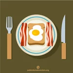 朝食の卵とベーコン