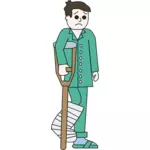 Smutny mężczyzna ze złamaną nogą ilustracji wektorowych