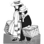 Мальчик и Девочка держит коробки векторное изображение