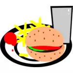 hamburger a hranolky Vektor Klipart