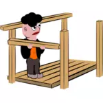 Ilustracja wektorowa człowieka budowy drewna klatek