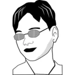 Homem japonês com óculos de sol