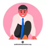 Businessman in starting position