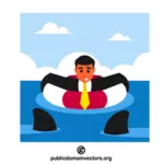 Businessman on a floating ring
