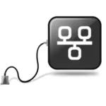 Vector illustrtaion of community button community glossy button with lan-wiring