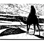 Camel rider overlooking the sand dunes vector clip art